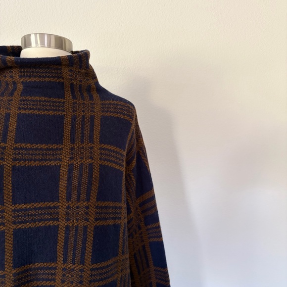 VINCE Cashmere Wool Tartan Plaid Sweater Marine/Umbra Large L - Picture 2 of 5